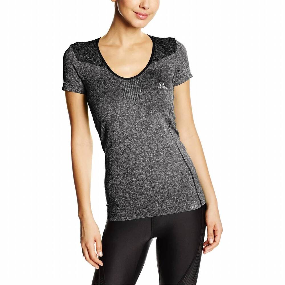 NEW SALOMON women's elevate short sleeve seamless tee in black